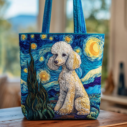 Poodle Under Starry Night Quilted Tote Bag GFTOXM156