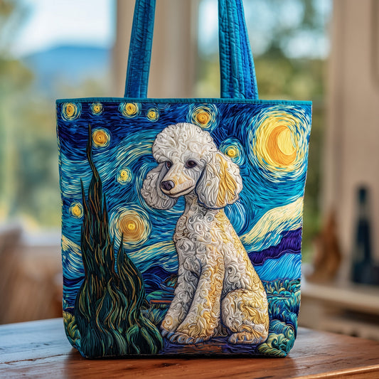 Poodle Under Starry Night Quilted Tote Bag GFTOXM156