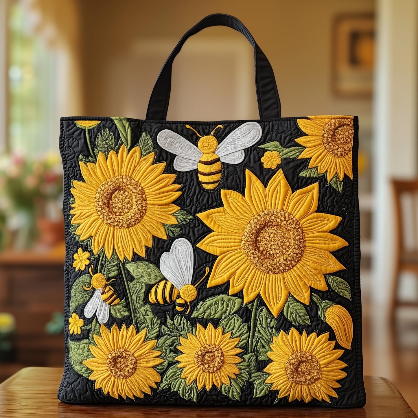 Sunflower And Bee Quilted Tote Bag GFTOXM208