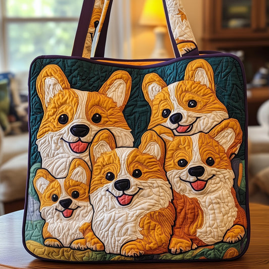 Corgi Family Quilted Tote Bag GFTOXM288