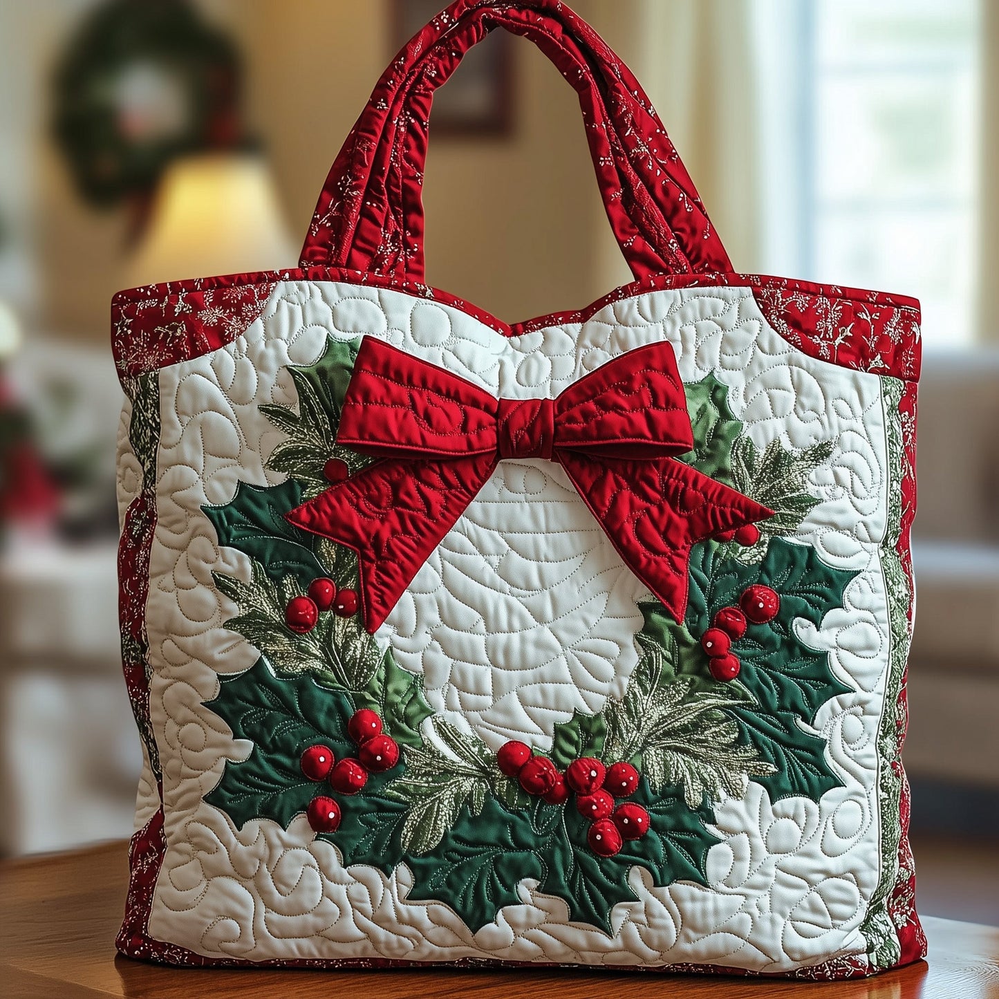 Christmas Wreath Quilted Tote Bag GFTOXM393