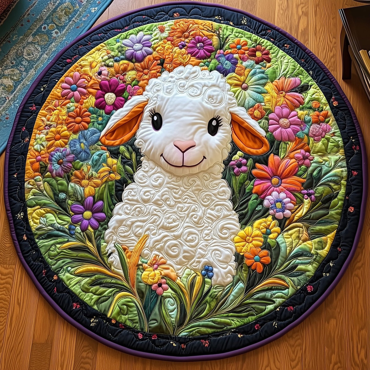 Adorable Lamb Quilted Round Mat GFTOXM453