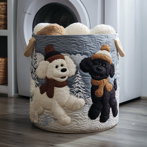 Poodle Couple Quilted Laundry Basket GFTOYC125