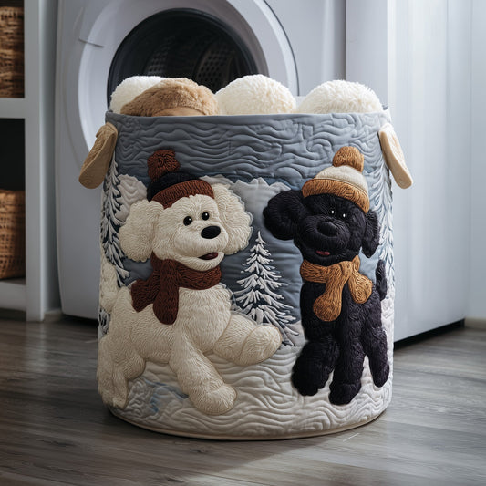 Poodle Couple Quilted Laundry Basket GFTOYC125