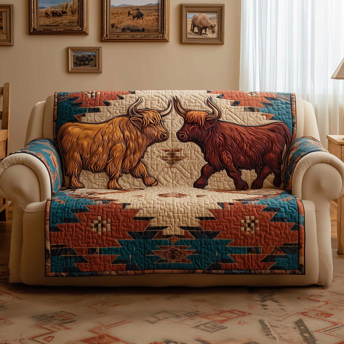 Fuzzy Highland Quilted Sofa Cover GFTOYC2339
