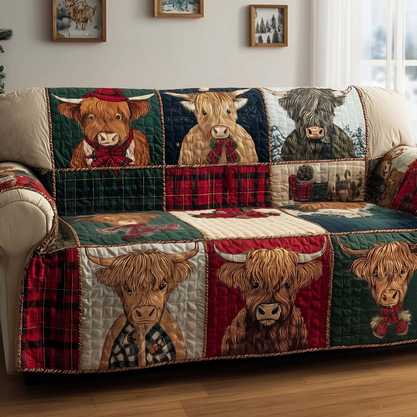 Fuzzy Highland Quilted Sofa Cover GFTOYC2342