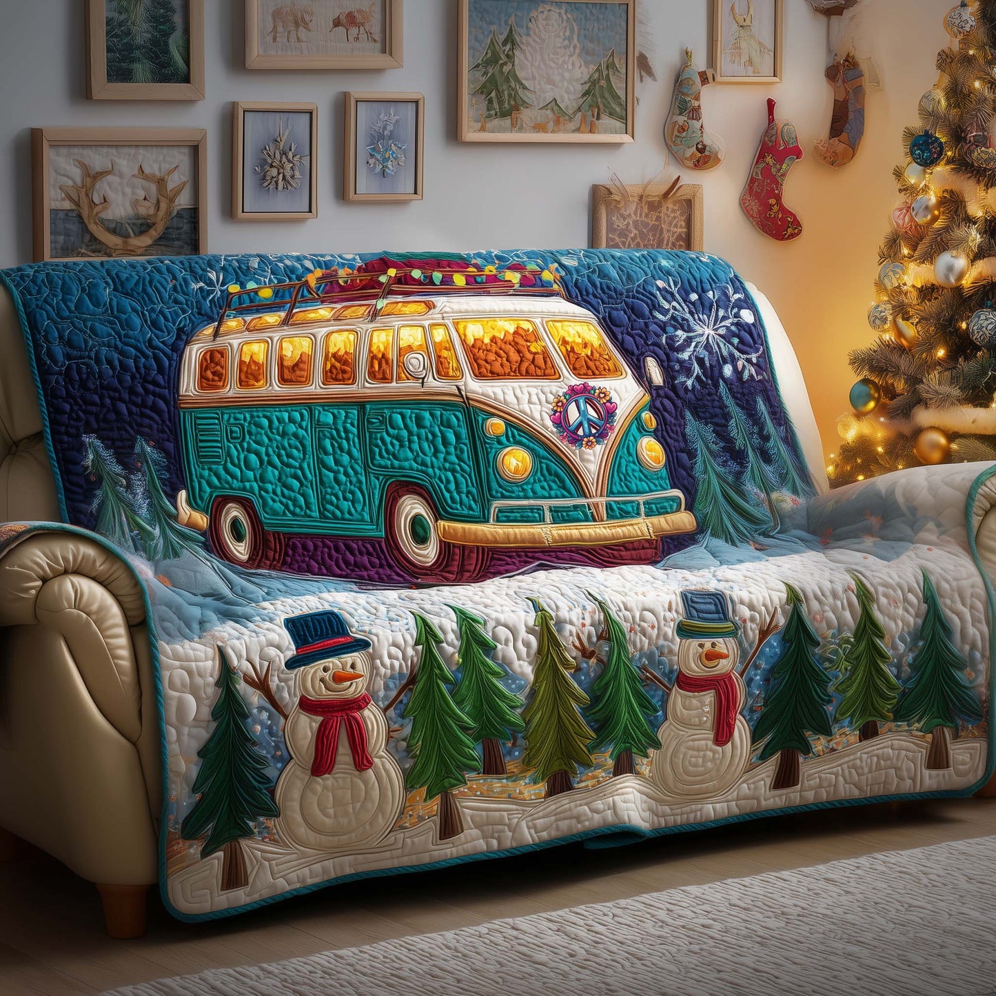 Holiday Van Quilted Sofa Cover GFTOYC2397
