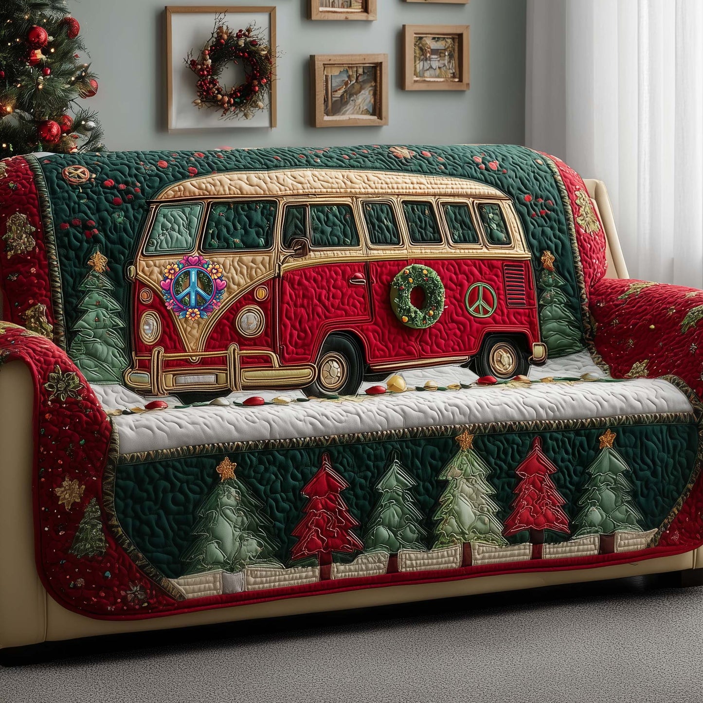 Holiday Van Quilted Sofa Cover GFTOYC2401
