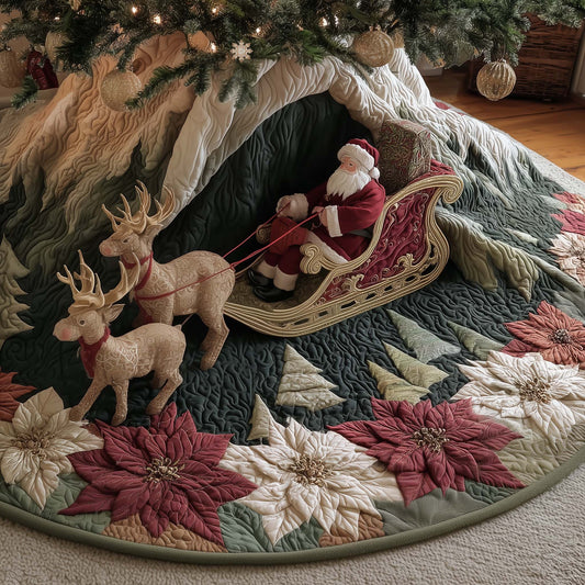 Santa Sleigh Quilted Tree Skirt GFTOYC2433
