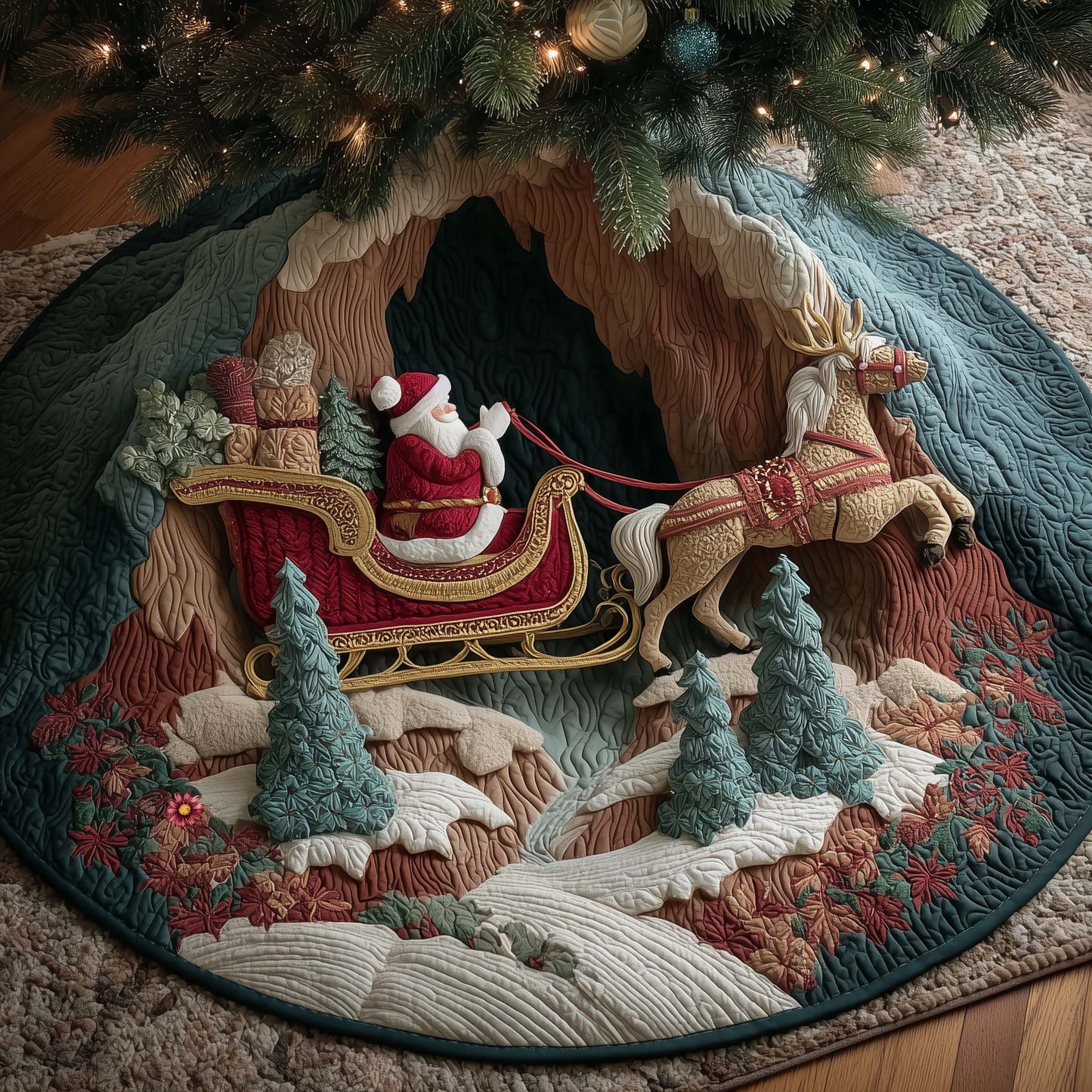 Sleigh Charger Quilted Tree Skirt GFTOYC2434