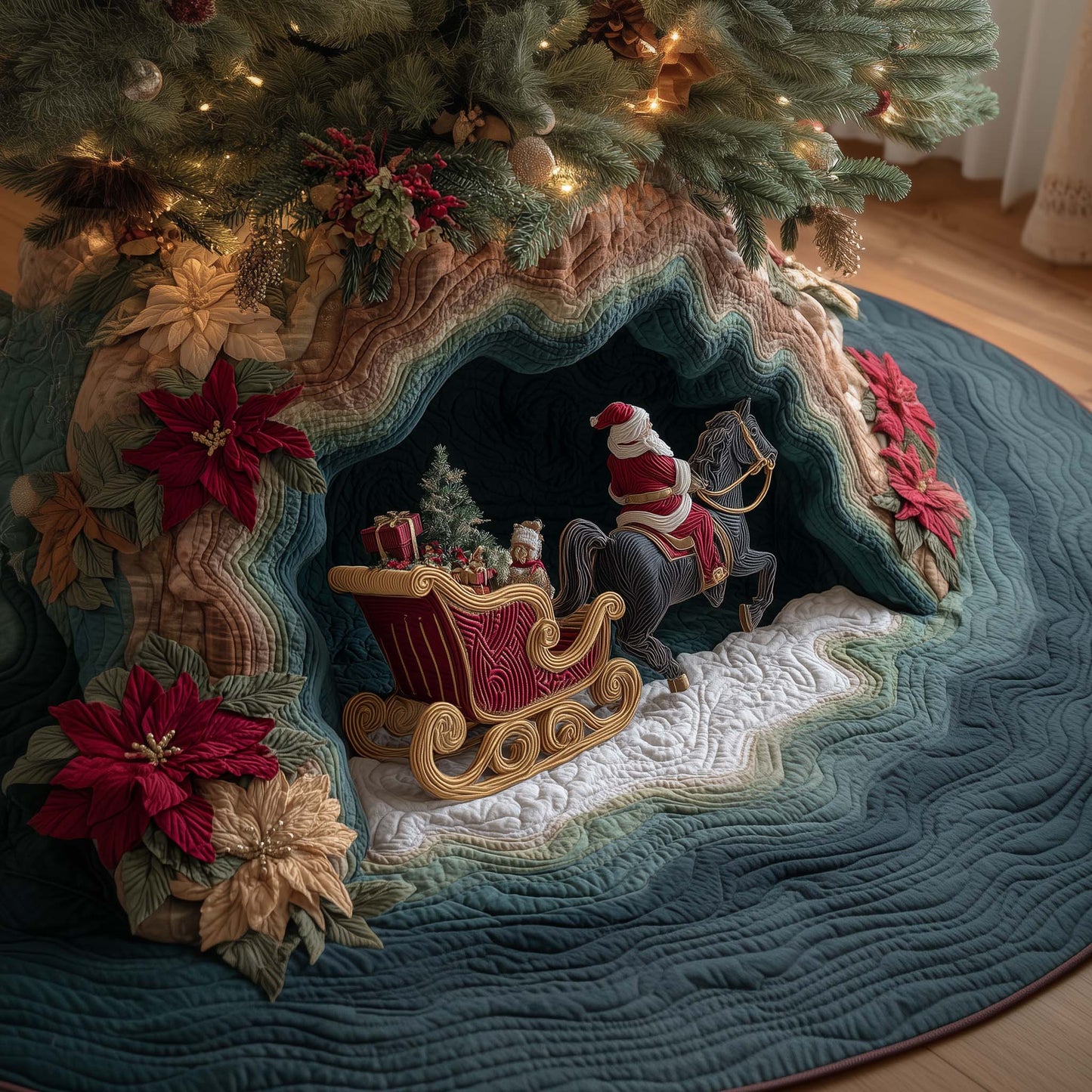 Sleigh Charger Quilted Tree Skirt GFTOYC2438