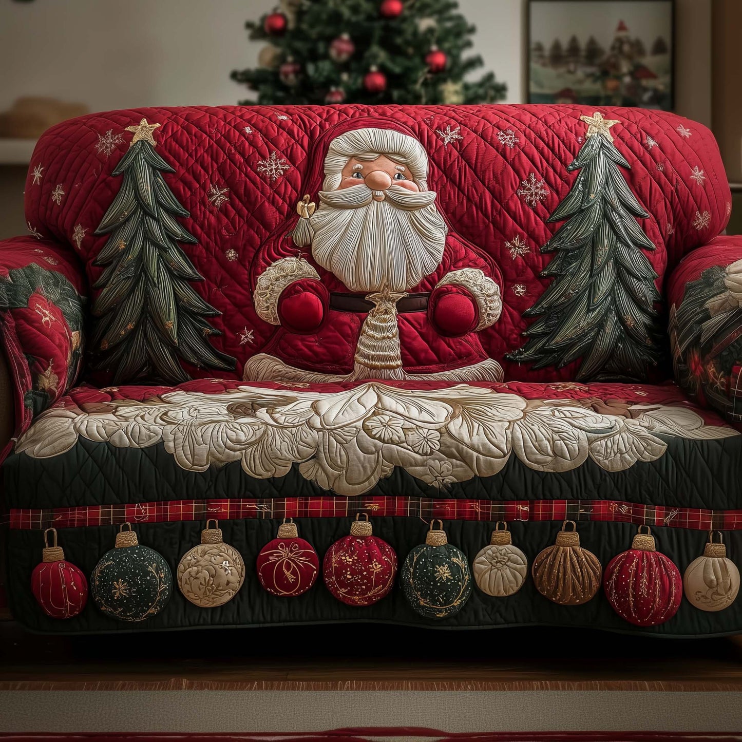 Jolly Santa Quilted Sofa Cover GFTOYC2479