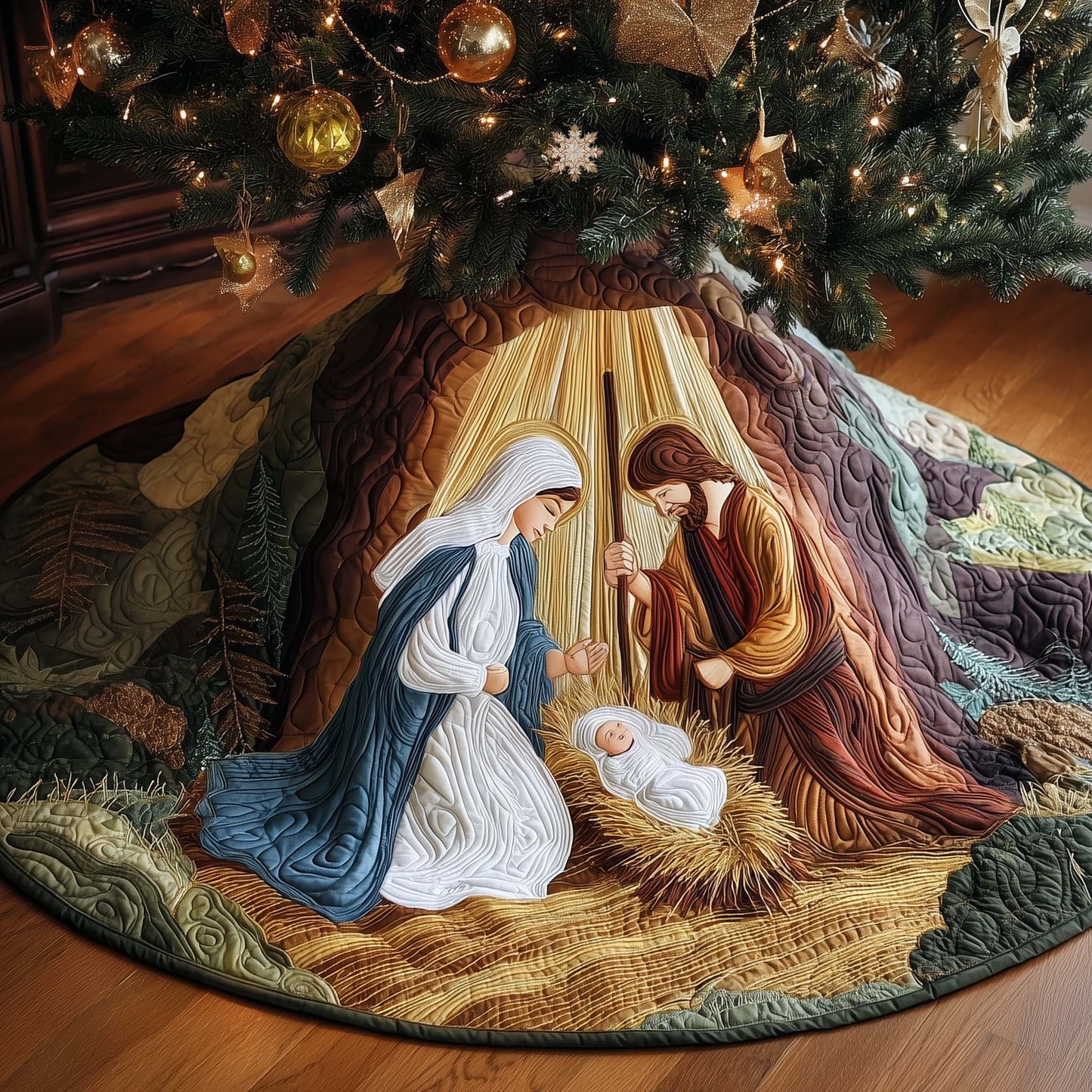 Divine Cradle Quilted Tree Skirt GFTOYC2505