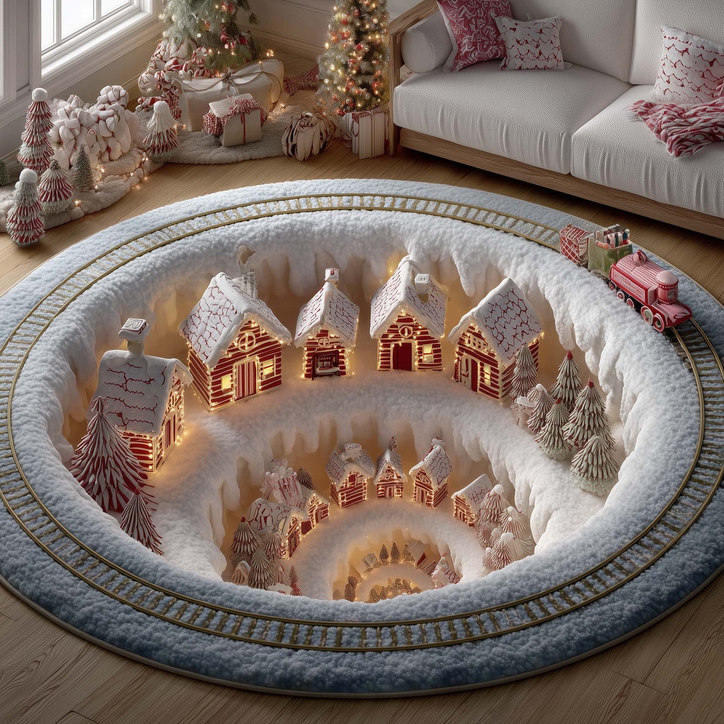 Holiday Locomotive Quilted Round Mat GFTOYC2514