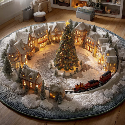 Holiday Locomotive Quilted Round Mat GFTOYC2516