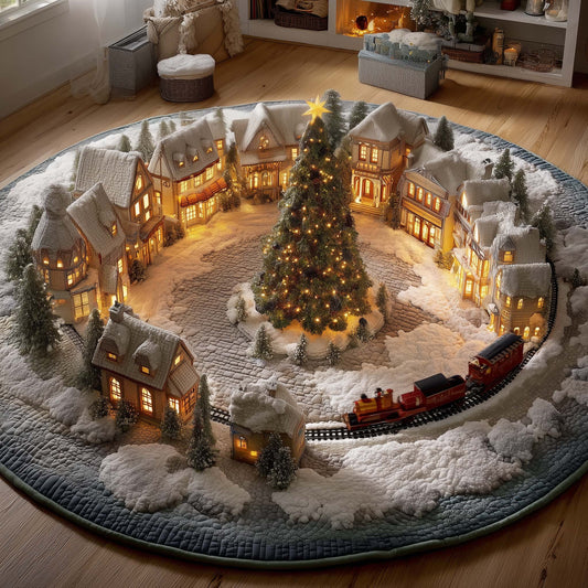 Holiday Locomotive Quilted Round Mat GFTOYC2516