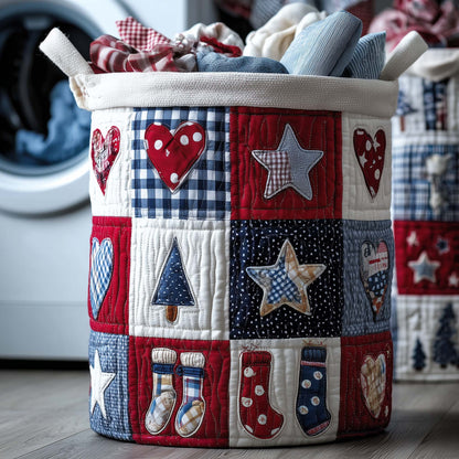 Rustic Christmas Quilted Laundry Basket GFTOYC2544