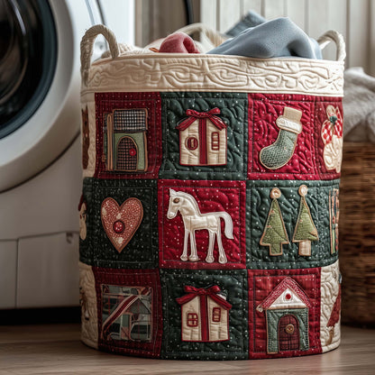Rustic Christmas Quilted Laundry Basket GFTOYC2549