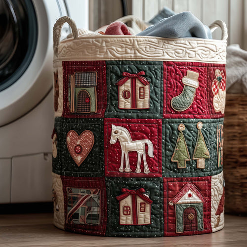 Rustic Christmas Quilted Laundry Basket GFTOYC2549