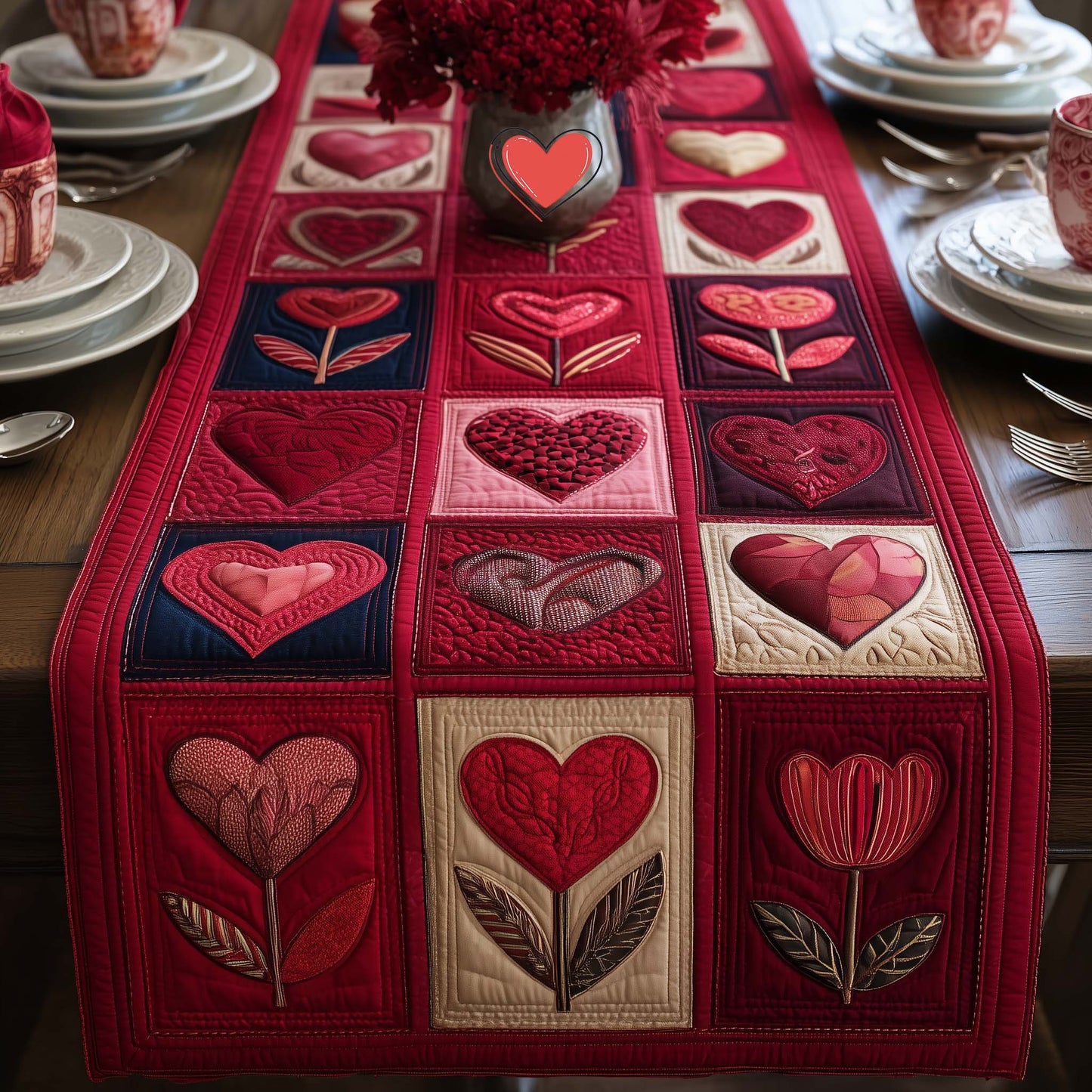 Bubble Heart Quilted Table Runner GFTOYC2617