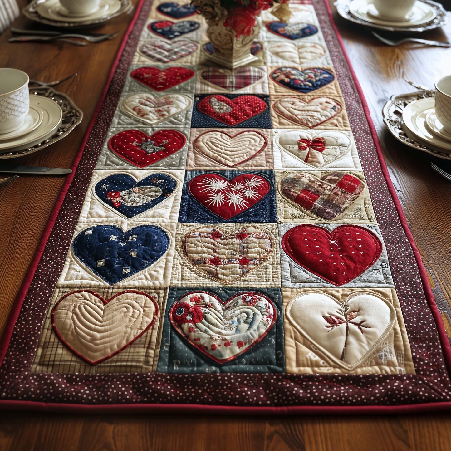 Bubble Heart Quilted Table Runner GFTOYC2620