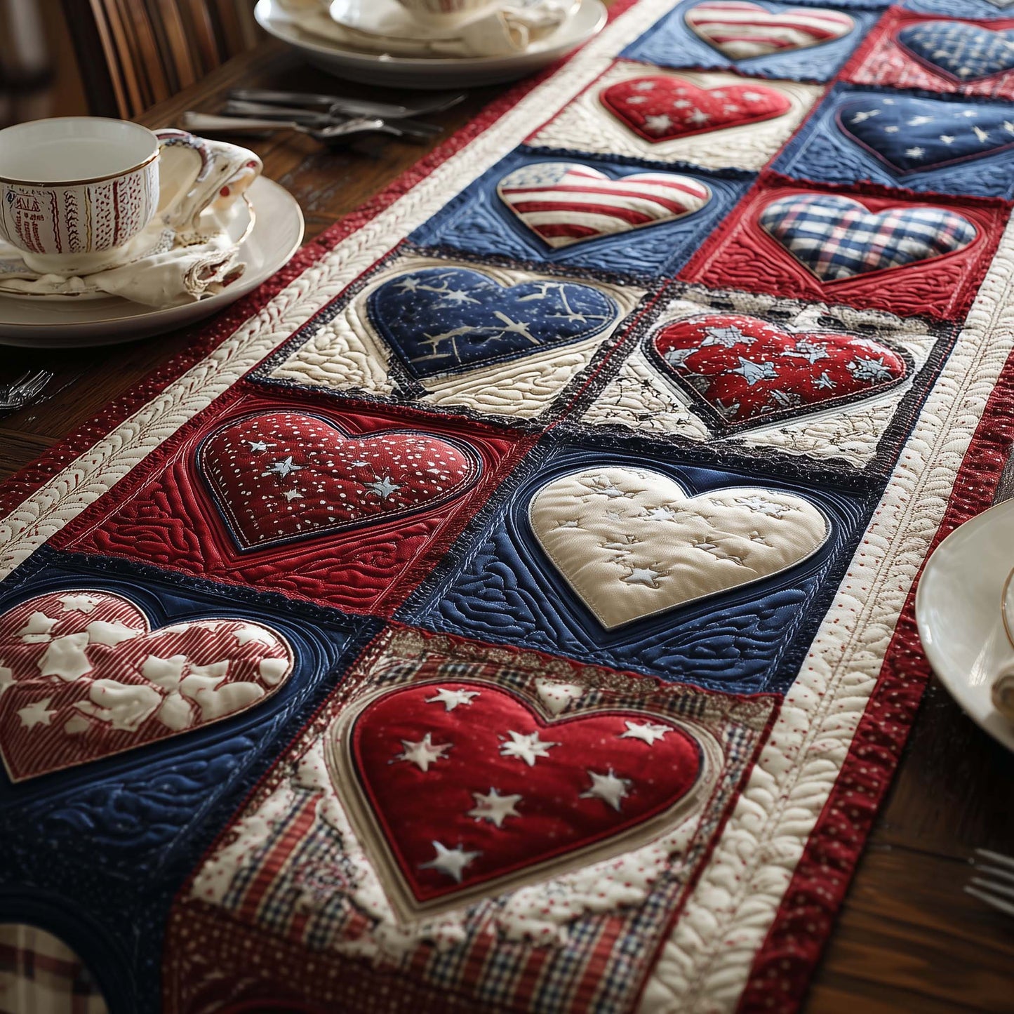 Bubble Heart Quilted Table Runner GFTOYC2622