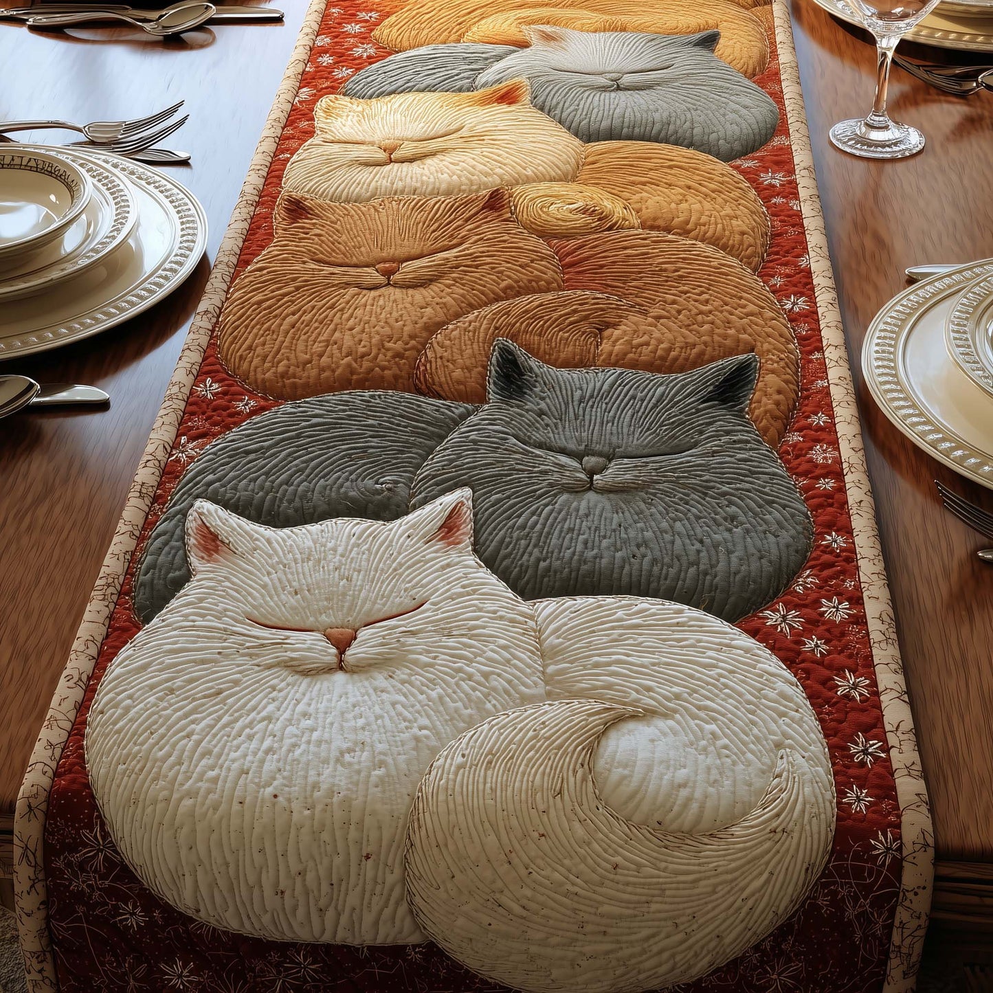 Feline Grace Quilted Table Runner GFTOYC2634