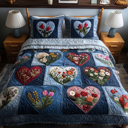 Blossom Heart Patchwork 3-Piece Quilted Bedding Set GFTOYC2699