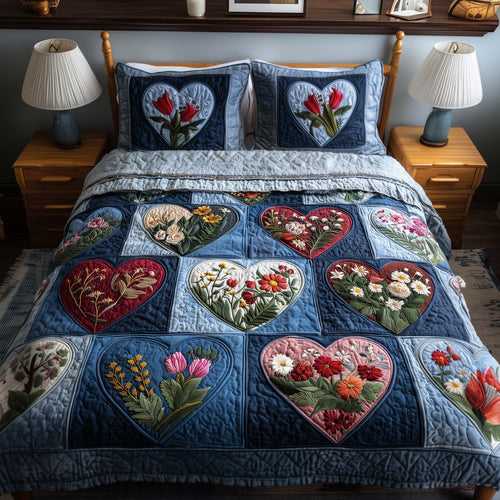 Blossom Heart Patchwork 3-Piece Quilted Bedding Set GFTOYC2699