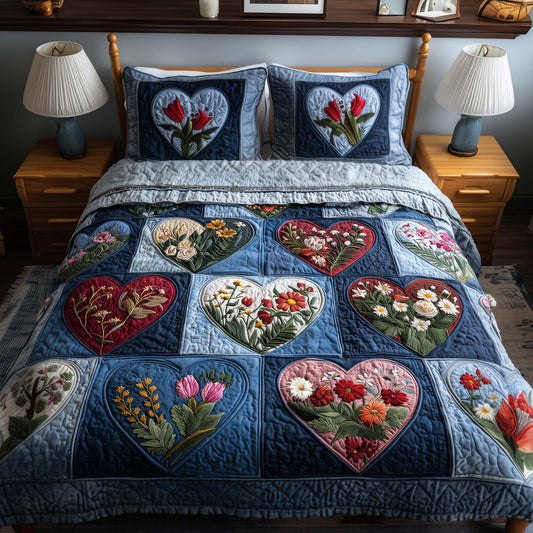 Blossom Heart Patchwork 3-Piece Quilted Bedding Set GFTOYC2699