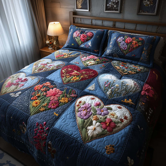 Blossom Heart Patchwork 3-Piece Quilted Bedding Set GFTOYC2700