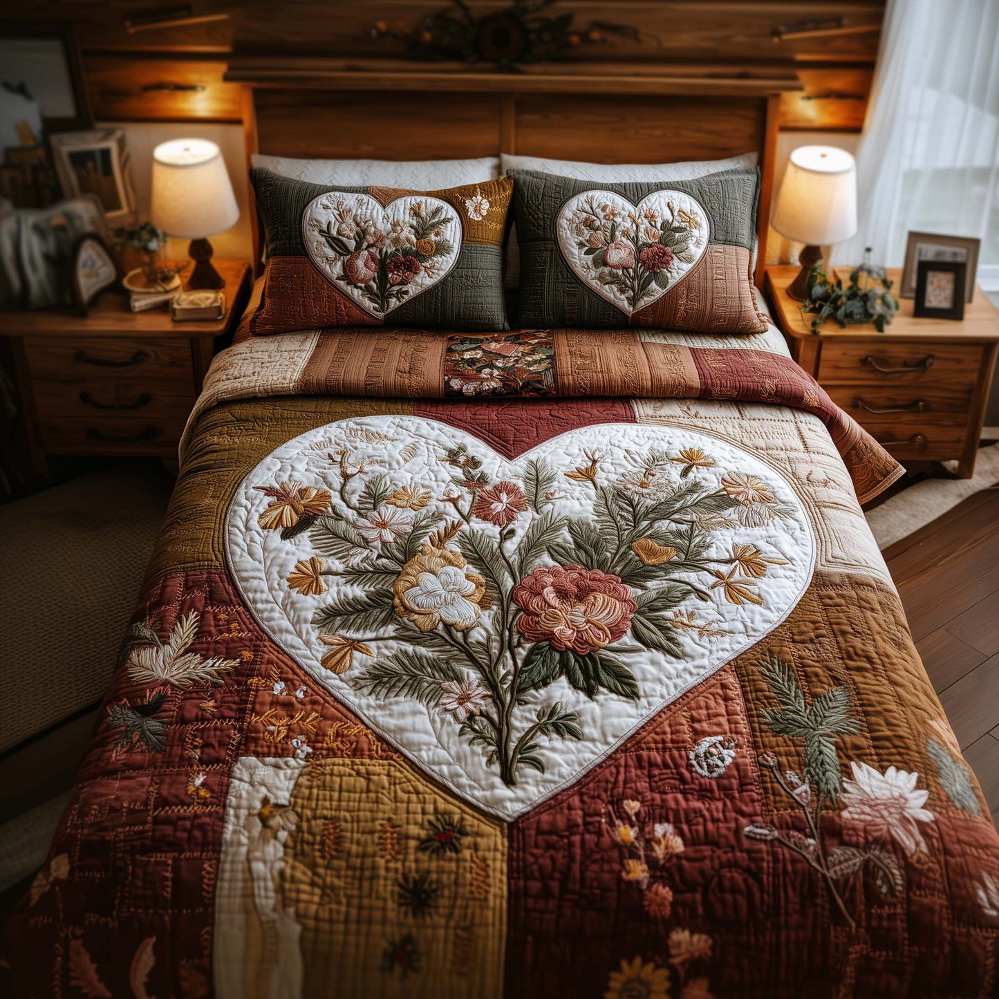 Blossom Heart Patchwork 3-Piece Quilted Bedding Set GFTOYC2701