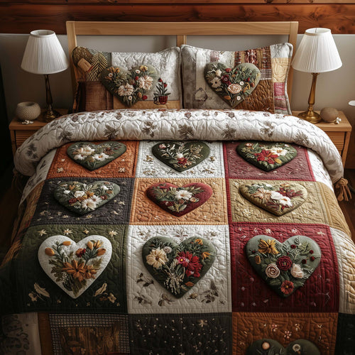 Blossom Heart Patchwork 3-Piece Quilted Bedding Set GFTOYC2702
