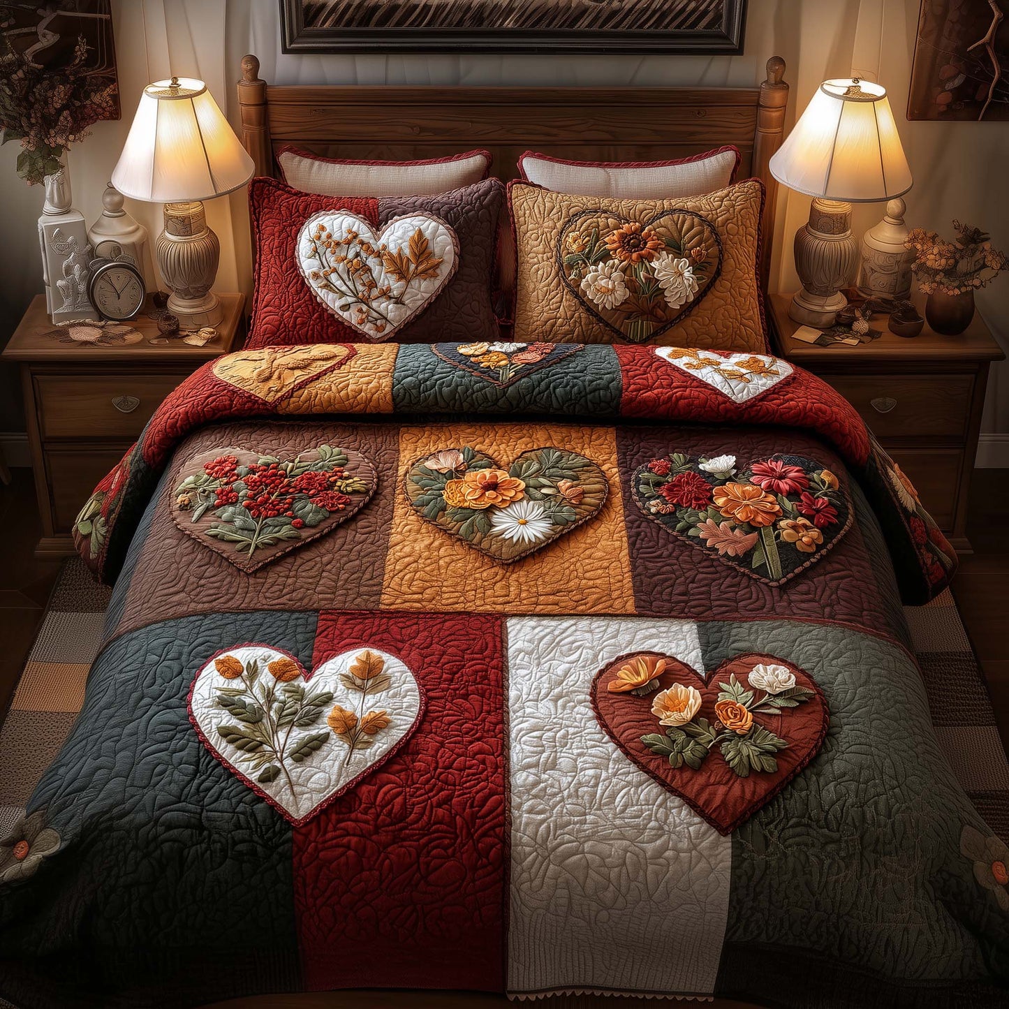 Blossom Heart Patchwork 3-Piece Quilted Bedding Set GFTOYC2703