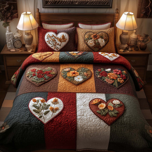 Blossom Heart Patchwork 3-Piece Quilted Bedding Set GFTOYC2703