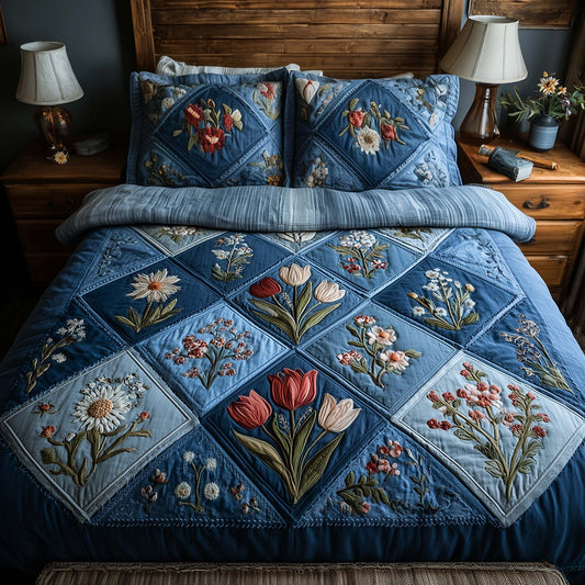 Blossom Heart Patchwork 3-Piece Quilted Bedding Set GFTOYC2704