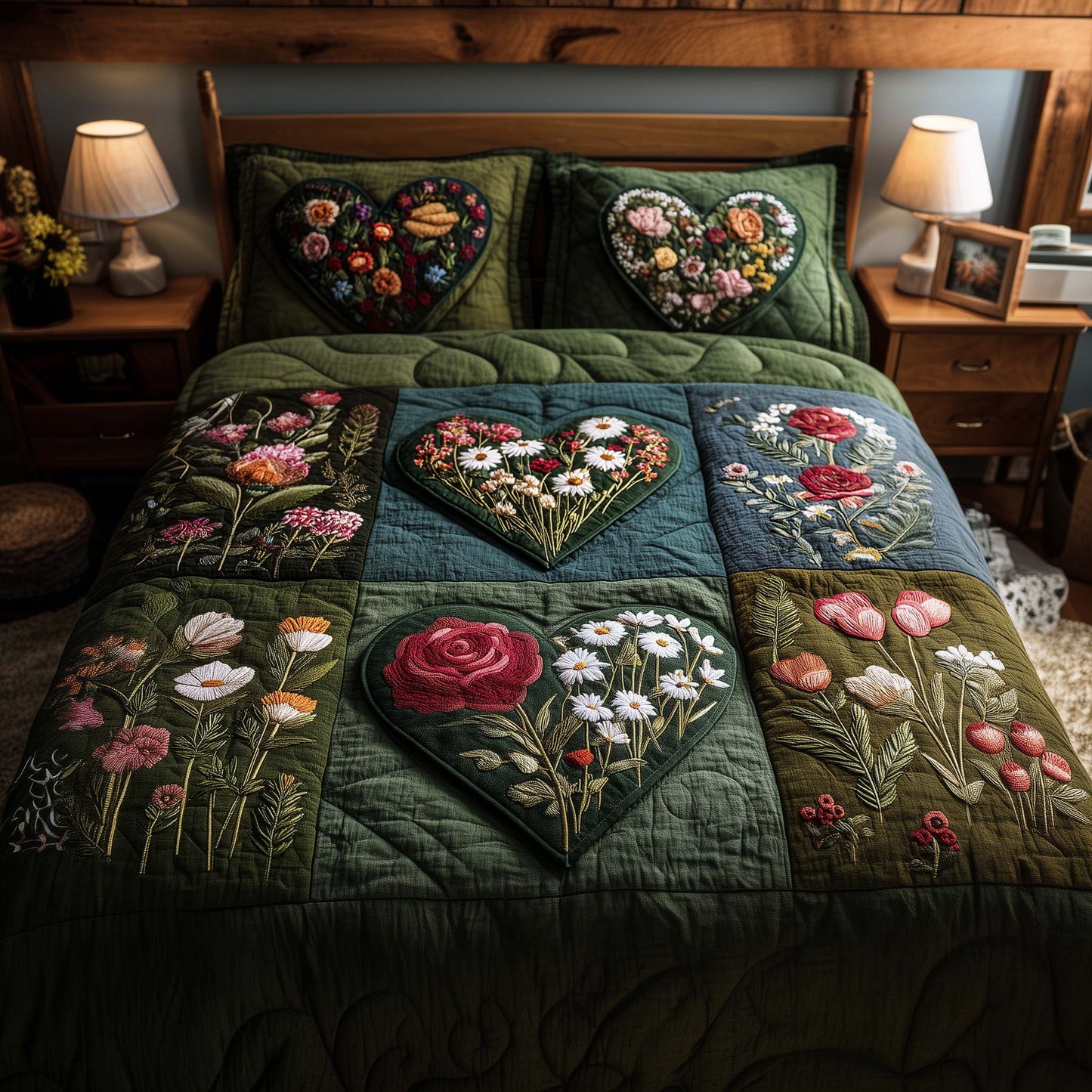 Blossom Heart Patchwork 3-Piece Quilted Bedding Set GFTOYC2705