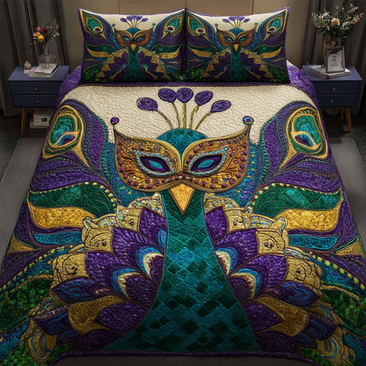 Elegant Peacock 3-Piece Quilted Bedding Set GFTOYC2733