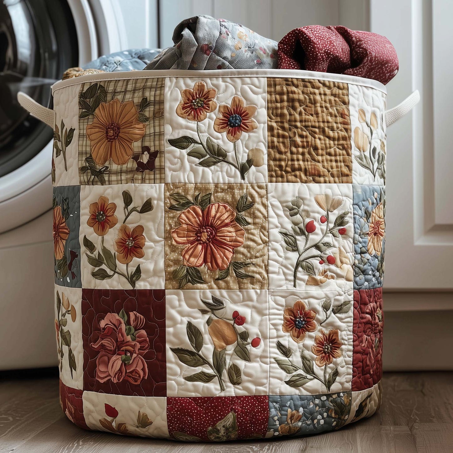Floral Bloom Quilted Laundry Basket GFTOYC2745