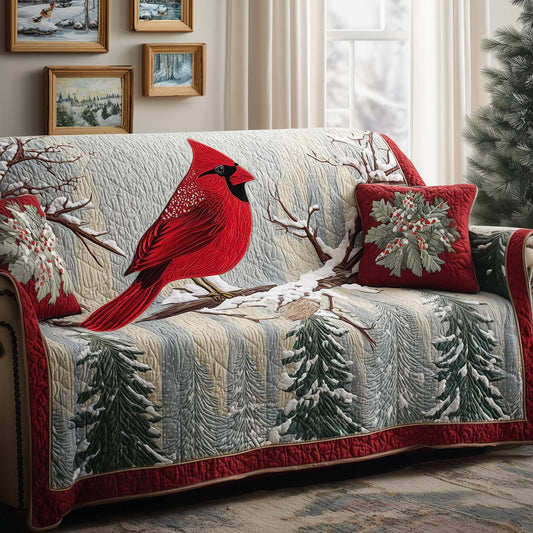 Ruby Cardinal Quilted Sofa Cover GFTOYC2843