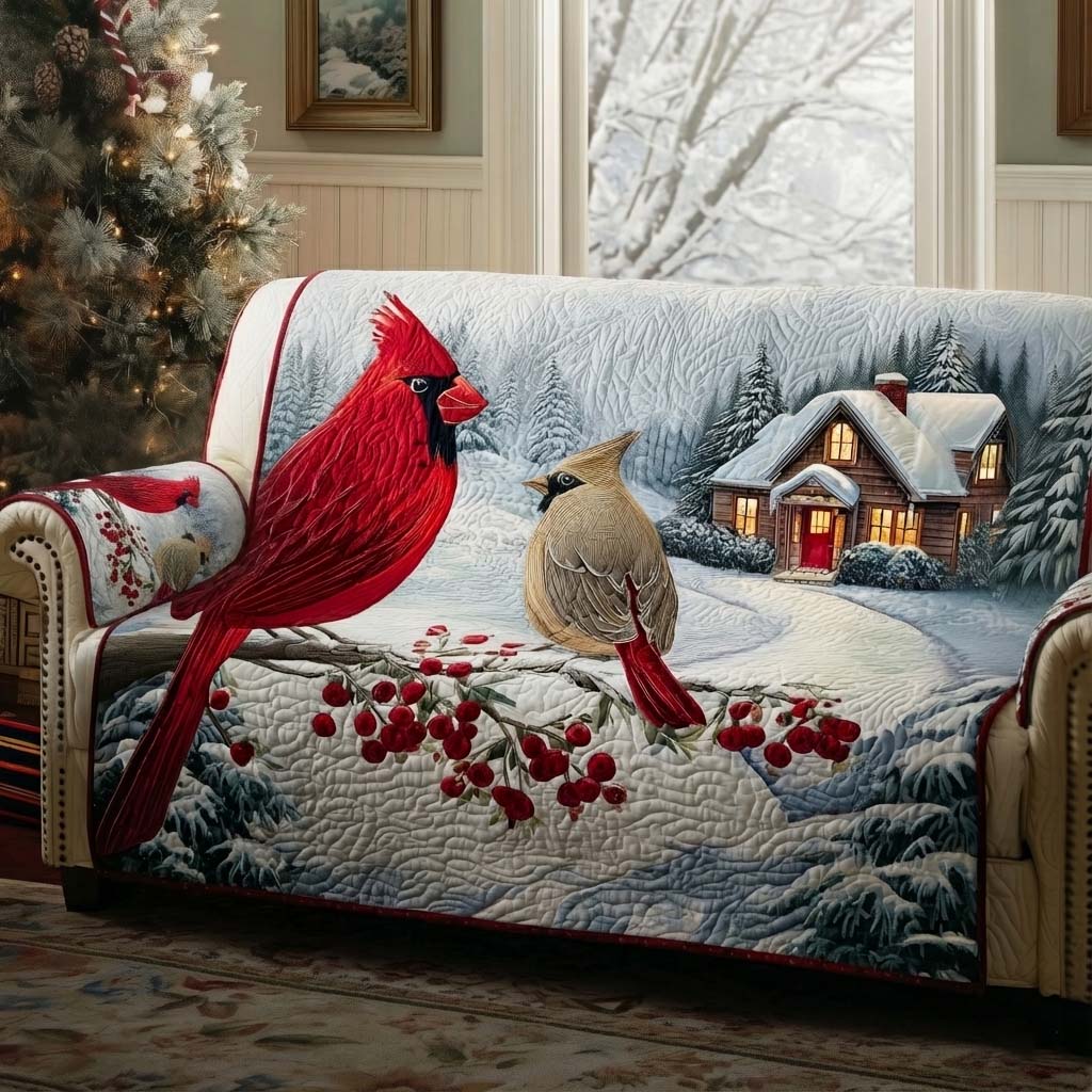 Ruby Cardinal Quilted Sofa Cover GFTOYC2845