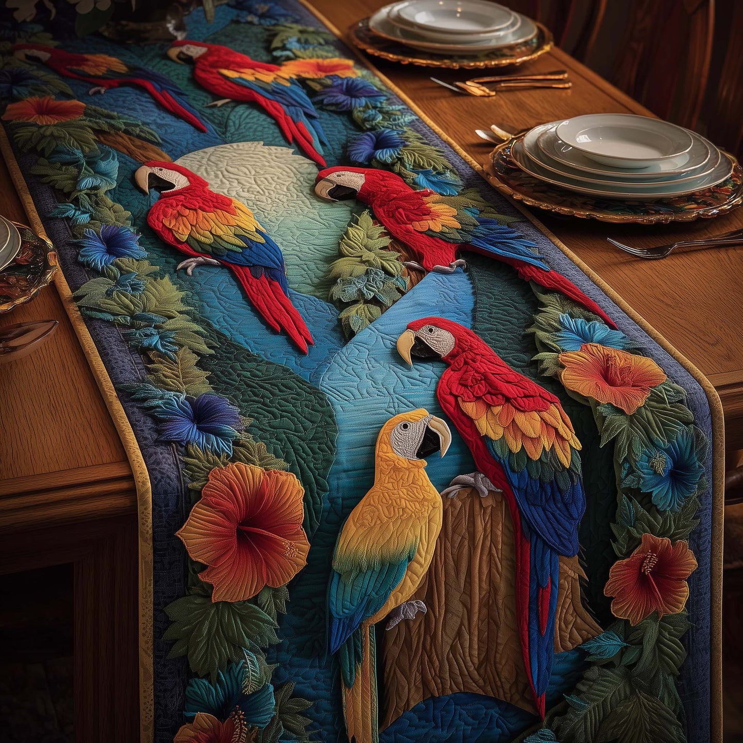 Tropical Parrot Quilted Table Runner GFTOYC2848