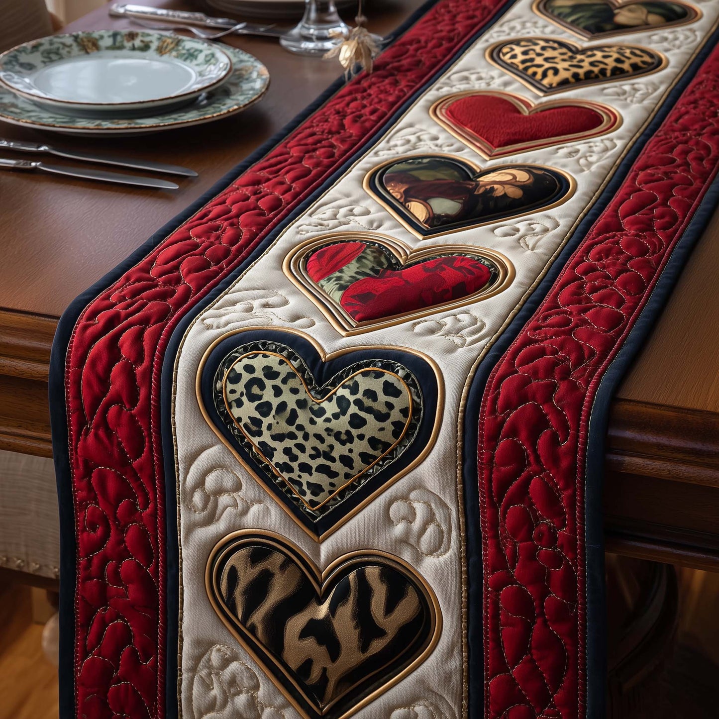Velvet Heart Quilted Table Runner GFTOYC2900