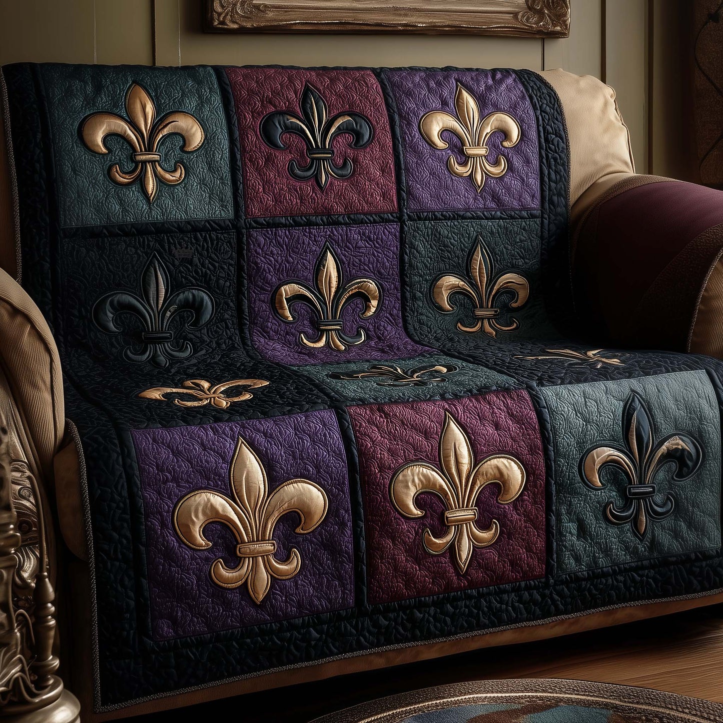 Mardi Gras Quilted Sofa Cover GFTOYC2928
