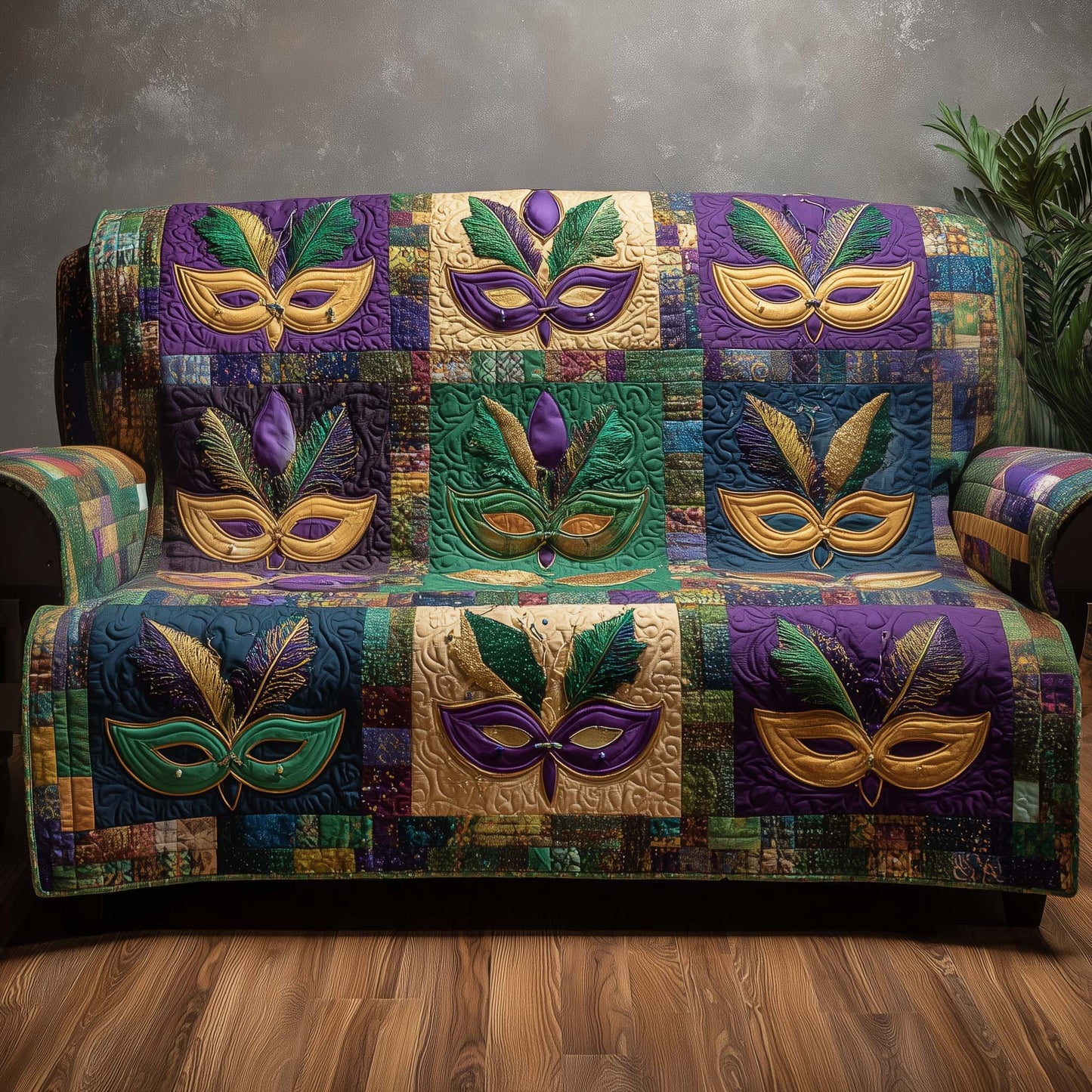 Mardi Gras Quilted Sofa Cover GFTOYC2929