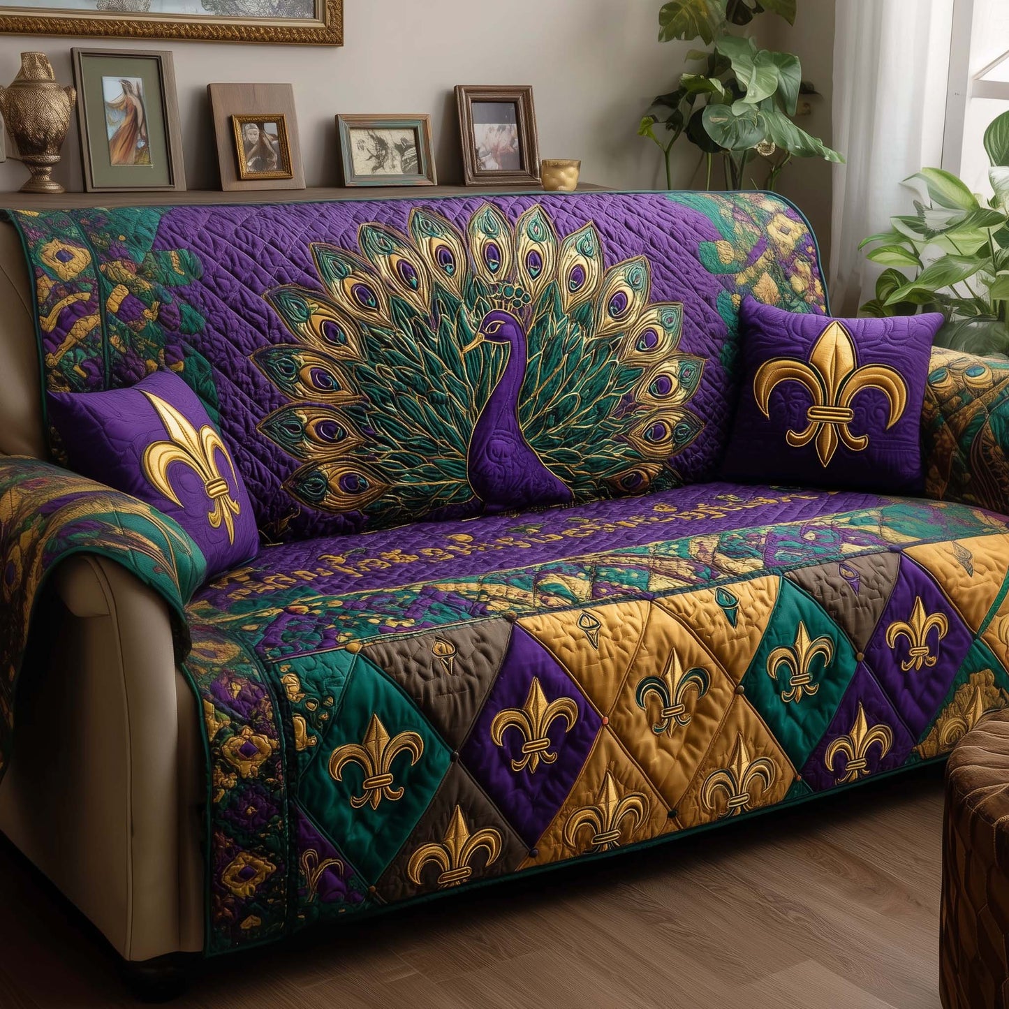 Mardi Gras Quilted Sofa Cover GFTOYC2933