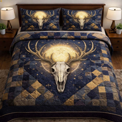 Nature Antlers 3-Piece Quilted Bedding Set GFTOYC2997
