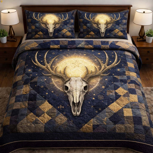 Nature Antlers 3-Piece Quilted Bedding Set GFTOYC2997