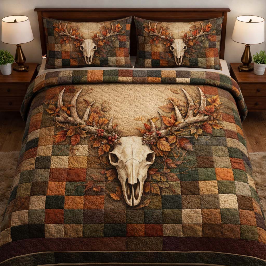 Nature Antlers 3-Piece Quilted Bedding Set GFTOYC2998