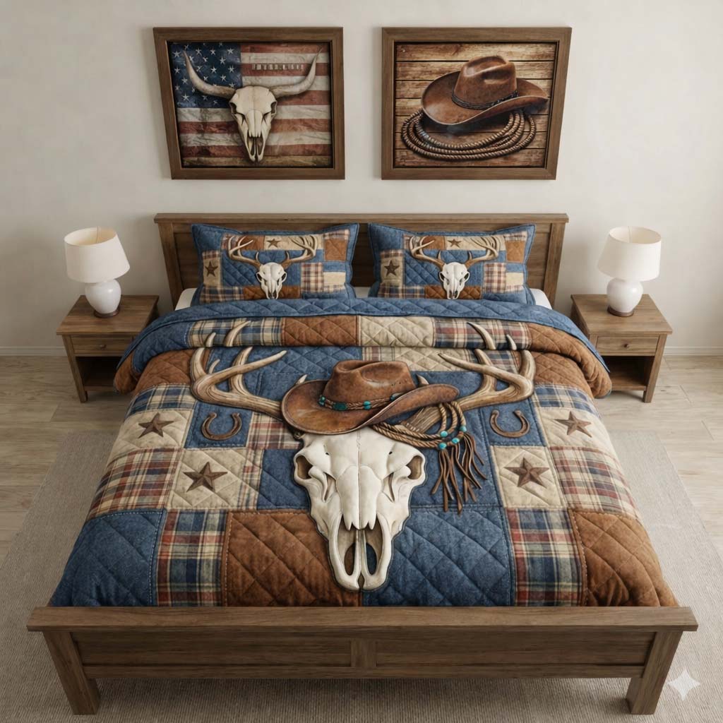 Nature Antlers 3-Piece Quilted Bedding Set GFTOYC2999